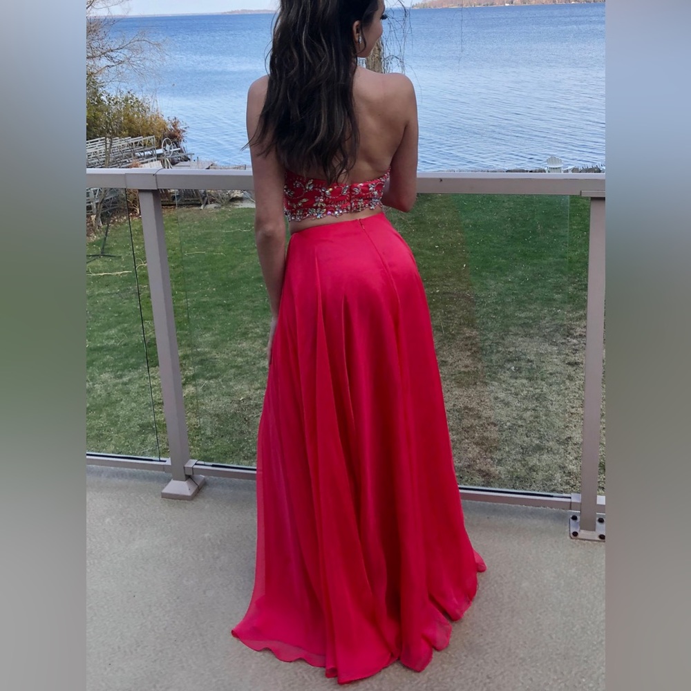 Blush Prom | Hot Pink/Coral Two Piece Prom Dress